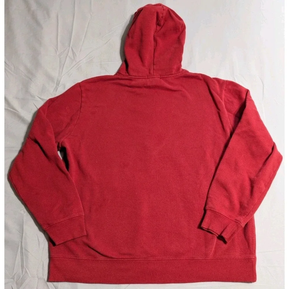 True Religion Hoodie Mens Large‎ Red Pullover Big Logo Sweatshirt